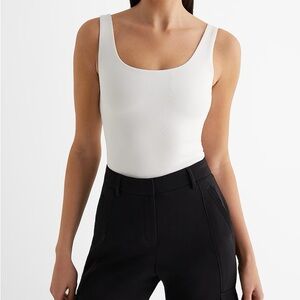 Express White Scoop Neck Bodysuit